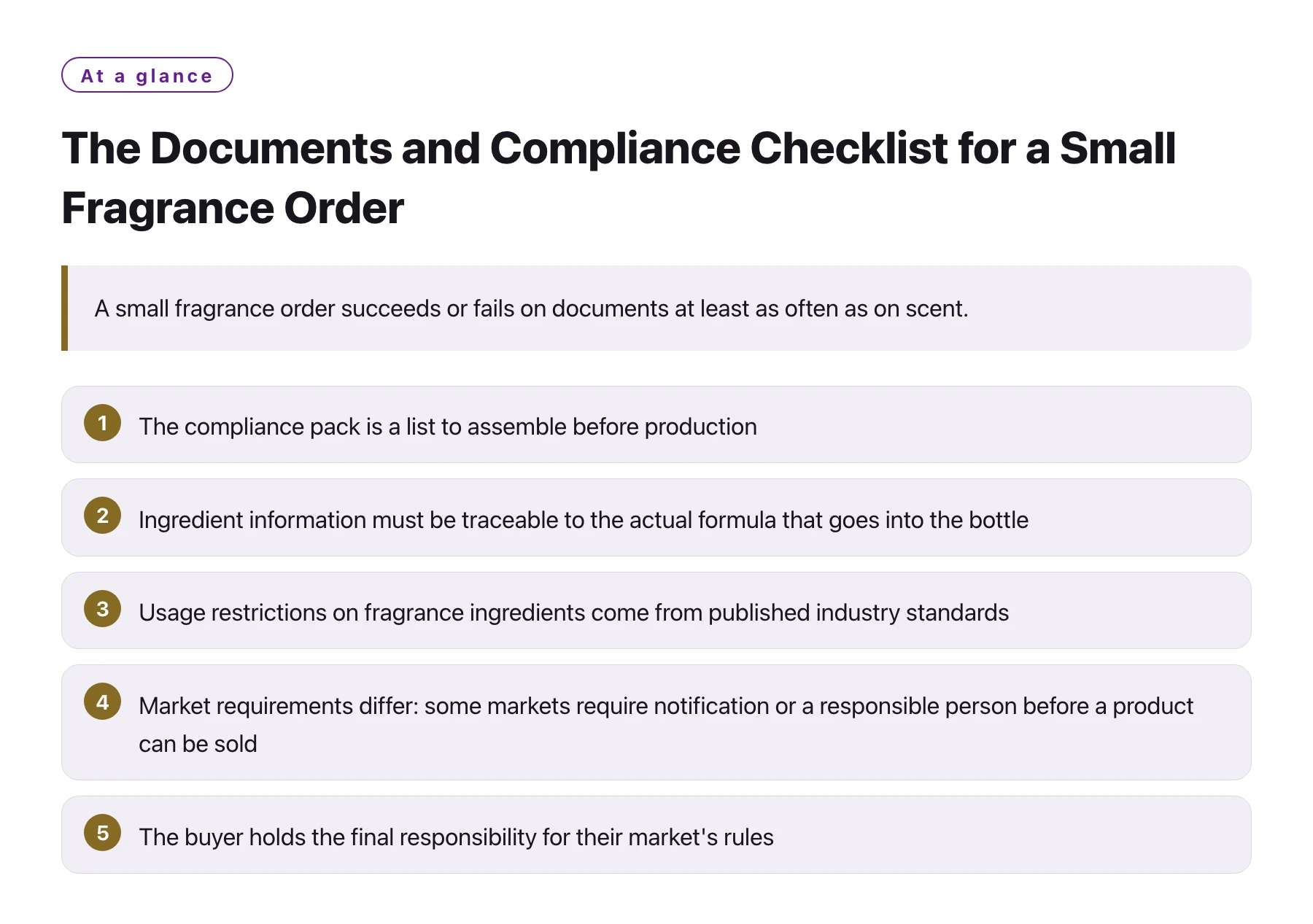 The Documents and Compliance Checklist for a Small Fragrance Order——全文要点速览